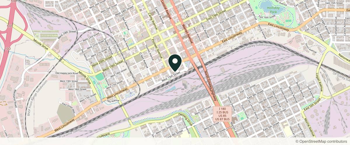 Map showing the exact location of Wellness Collective at 306 W 15th St, Cheyenne, WY 82001, USA