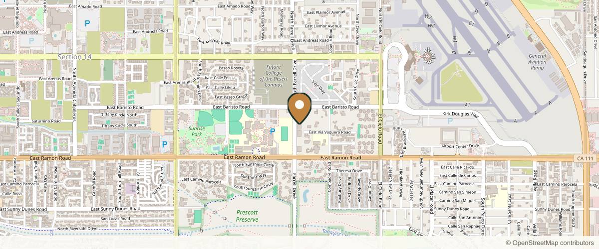 Map showing the exact location of West Dermatology Palm Springs at 340 S Farrell Dr a205, Palm Springs, CA 92262, USA