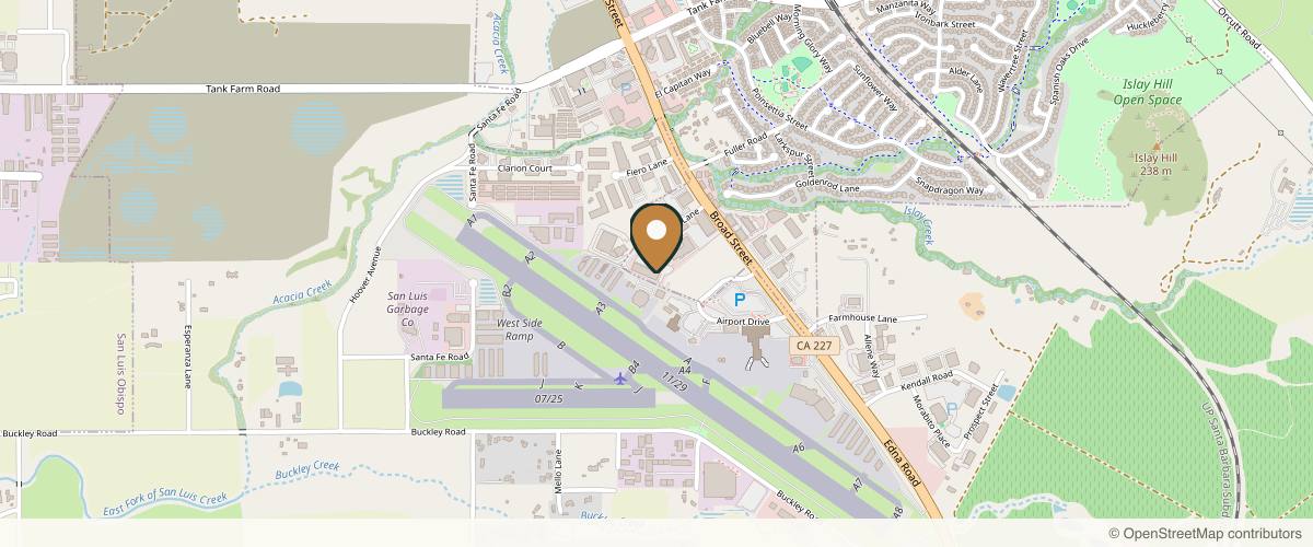 Map showing the exact location of West Dermatology San Luis Obispo at 805 Aerovista Pl STE 202, San Luis Obispo, CA 93401, USA