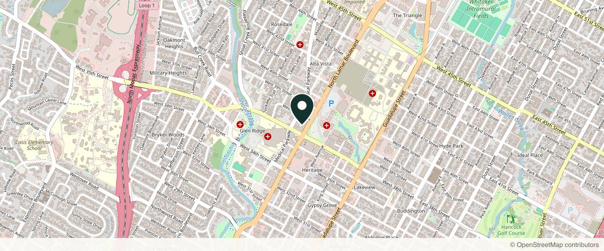 Map showing the exact location of Westlake Dermatology & Cosmetic Surgery - Lamar Central at 3800 N Lamar Blvd #155, Austin, TX 78756