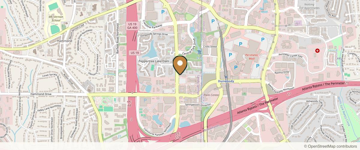 Map showing the exact location of WIFH at 6115 Peachtree Dunwoody Rd NE #200, Sandy Springs, GA 30328, USA