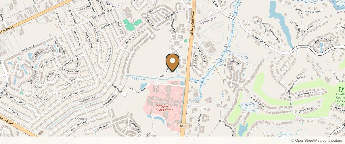 Map showing the exact location of Wilmington Dermatology Center at 710 Military Cutoff Rd Ste 320, Wilmington, NC 28405, USA