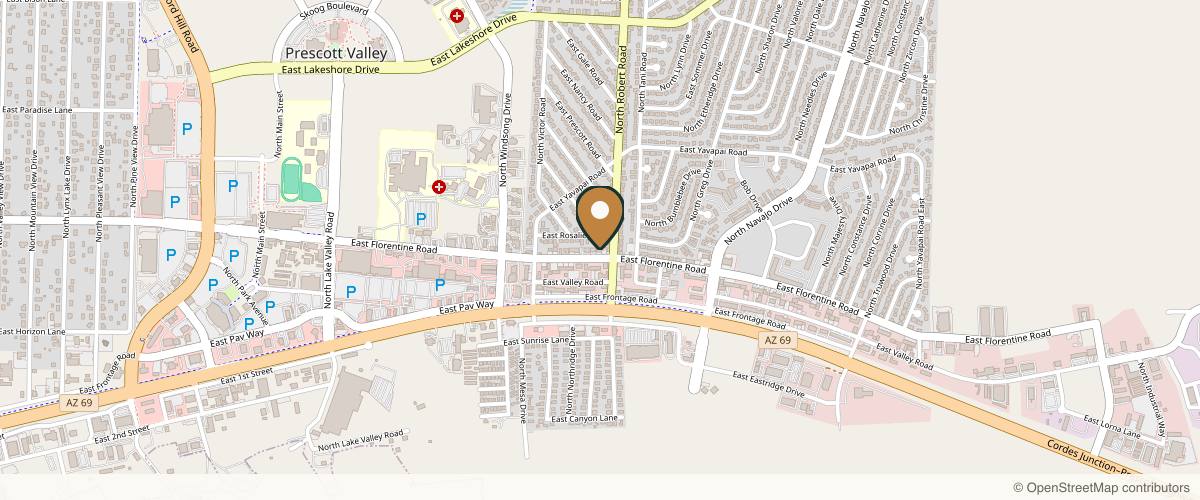 Map showing the exact location of Wilson Aesthetics Beauty + Wellness at 8196 Florentine Rd Ste B, Prescott Valley, AZ 86314, USA