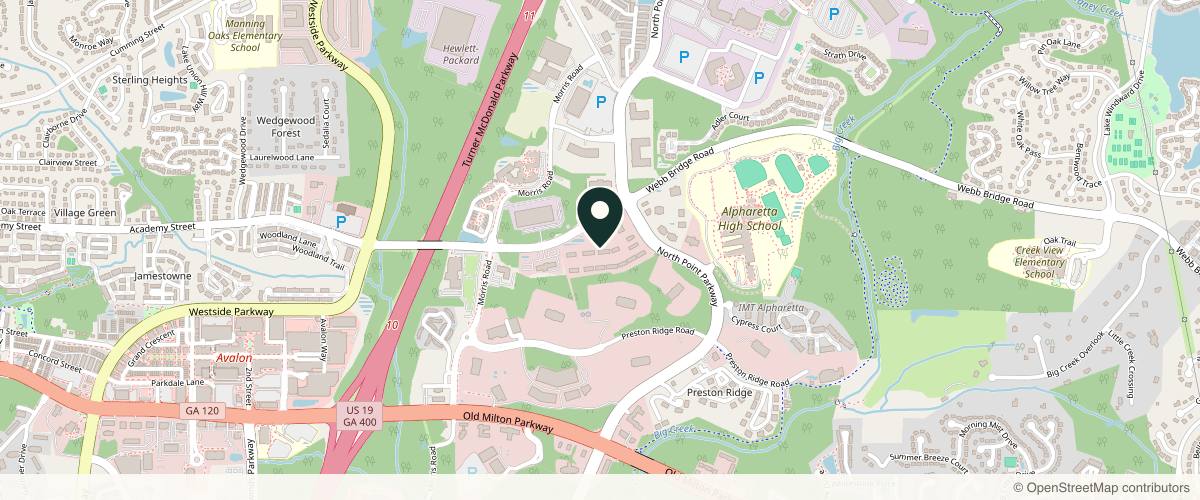 Map showing the exact location of Windward Healthcare and Aesthetics at 3225 North Point Pkwy Ste 101, Alpharetta, GA 30005, USA