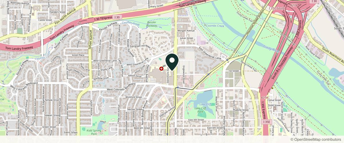 Map showing the exact location of Witheiler Daniel D MD at Pavilion 3, 1411 N Beckley Ave Ste 470, Dallas, TX 75203