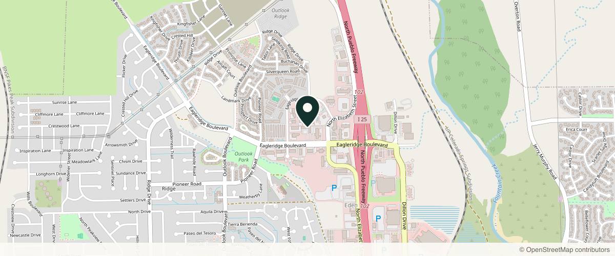 Map showing the exact location of Wolf Aesthetics at 805 Eagleridge Blvd Ste 140, Pueblo, CO 81008, USA