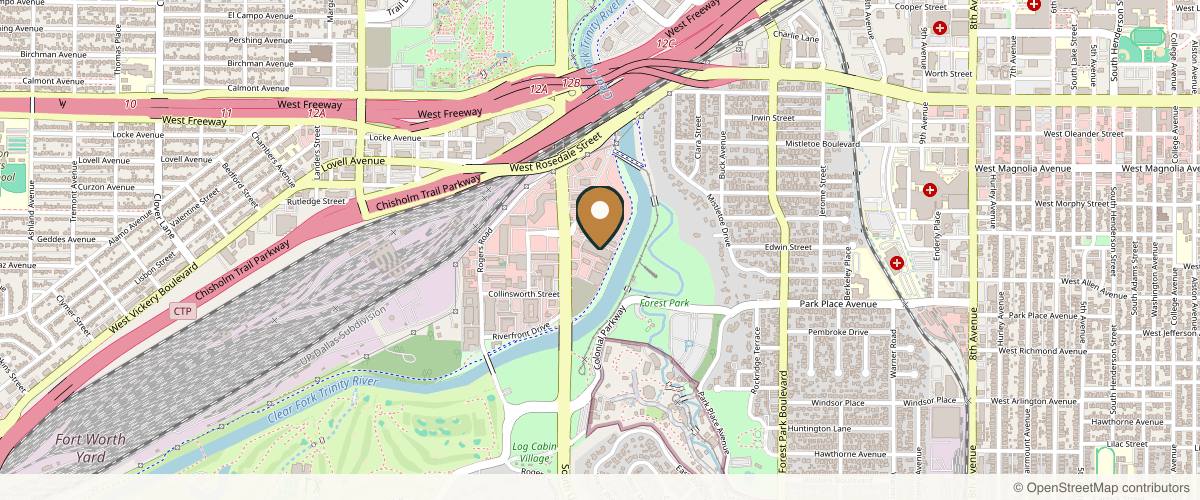 Map showing the exact location of Woodhouse Spa - Fort Worth at 1621 River Run #161, Fort Worth, TX 76107, USA