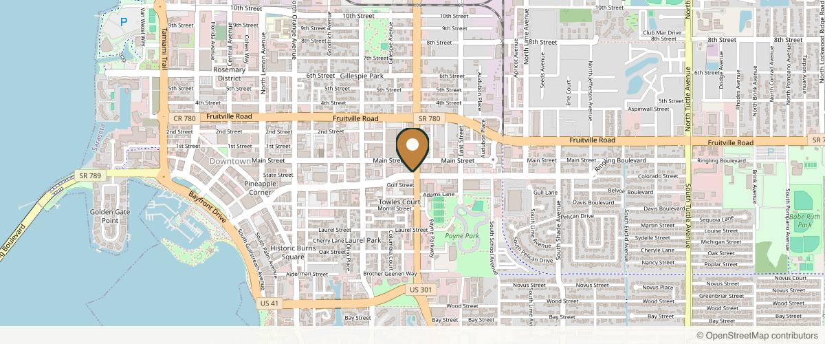 Map showing the exact location of Woodhouse Spa - Sarasota at 1999 Ringling Blvd, Sarasota, FL 34236, USA