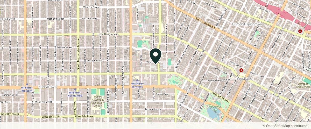 Map showing the exact location of WooYoo Medical Aesthetics at 505 S Virgil Ave #106, Los Angeles, CA 90020, USA