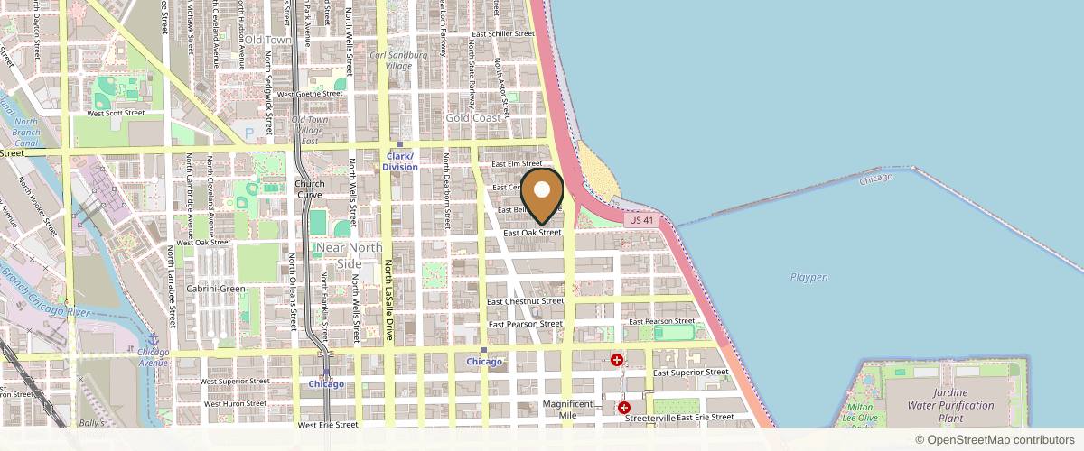 Map showing the exact location of Wrinkle Fairy at 106 E Oak St 3rd floor, Chicago, IL 60611, USA