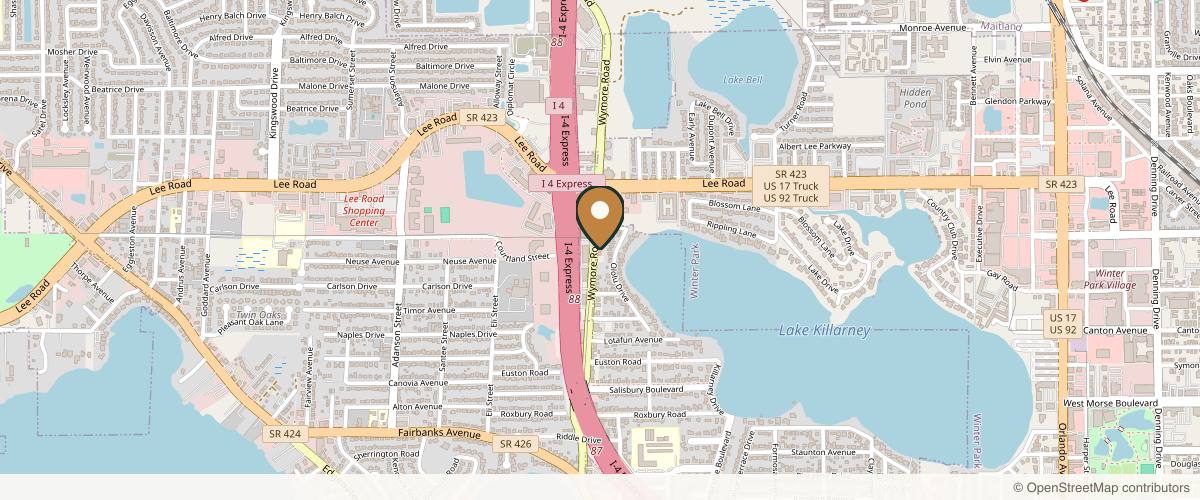 Map showing the exact location of Wymore Laser & Anti-Aging Medicine in Winter Park, FL at 610 Wymore Rd, Winter Park, FL 32789, USA