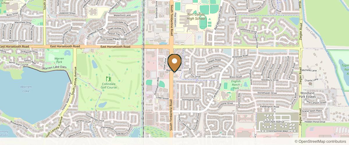 Map showing the exact location of Xanadu Med Spa at 2105 Bighorn Dr Ste 104, Fort Collins, CO 80525, USA
