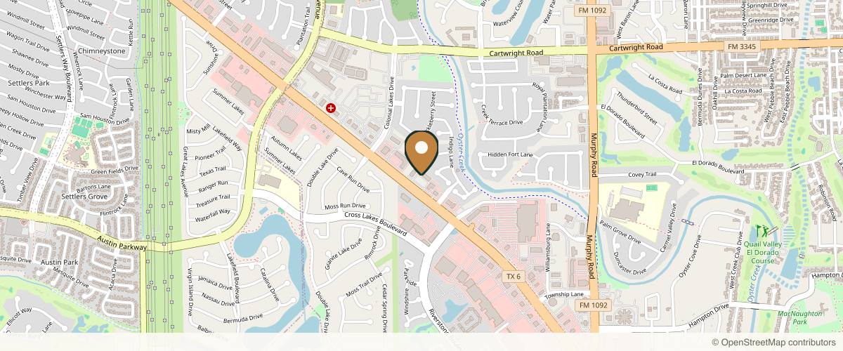 Map showing the exact location of XO Wellness & Aesthetics at 5201 Hwy 6 #595, Missouri City, TX 77459, USA