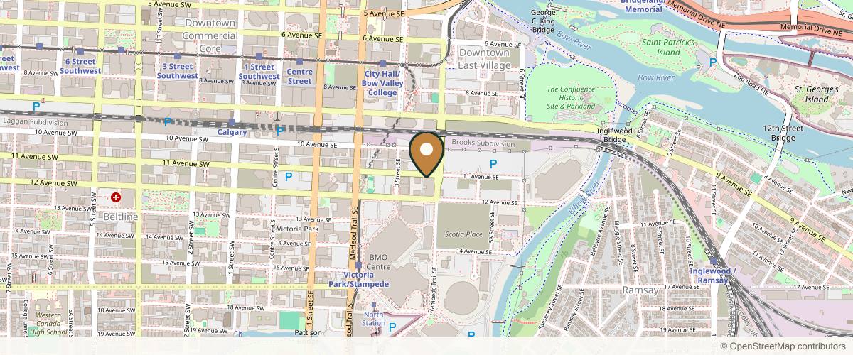 Map showing the exact location of Xthetics Face & Body Sculpt at 425 11 Ave SE, Calgary, AB T2G 0Y4