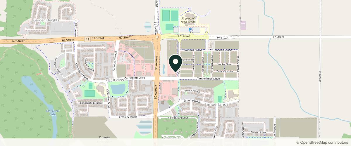 Map showing the exact location of You Glow Aesthetics Red Deer at 500 Timberlands Dr #460, Red Deer, AB T4P 0Z4, Canada
