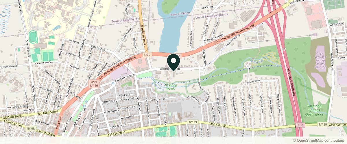 Map showing the exact location of Young & Bloom Skin at 130 Excelsior Ave Apt 106, Saratoga Springs, NY 12866, USA