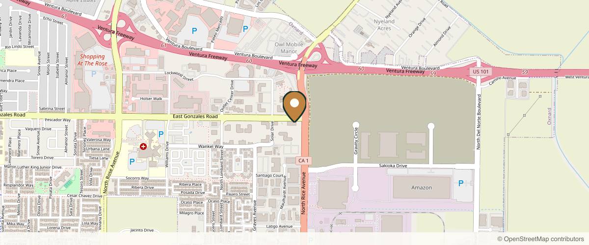 Map showing the exact location of Younique Cosmetic Surgery Center & Medical Spa - Oxnard at 1889 Rice Ave #201, Oxnard, CA 93030, USA