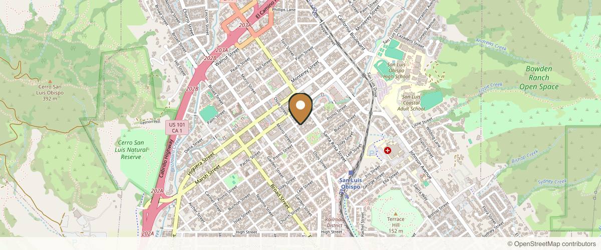 Map showing the exact location of Your Body Haven at 1011 Pacific St Ste A5, San Luis Obispo, CA 93401, USA