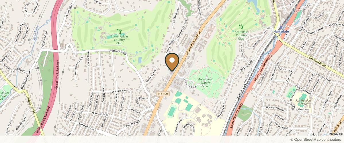 Map showing the exact location of Youtherapy MedSpa - Scarsdale | Botox, Fillers & Skin Treatments at 455 Central Park Ave, Scarsdale, NY 10583, USA