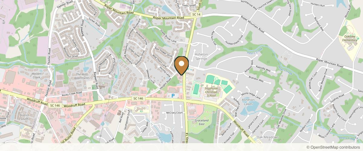 Map showing the exact location of Youthful You at 3900 SC-14 Ste 2A, Greenville, SC 29615, USA