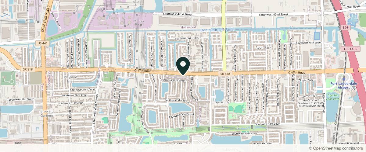 Map showing the exact location of YS Aesthetics at 3316 Griffin Rd, Fort Lauderdale, FL 33312, USA
