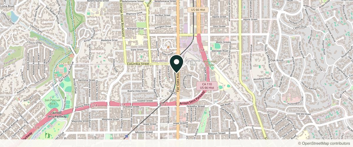 Map showing the exact location of Yuli Wang at 245 Fair Oaks Ave, South Pasadena, CA 91030