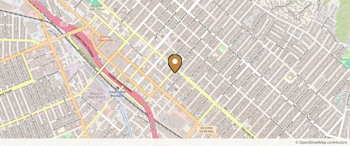 Map showing the exact location of ZAVANT Aesthetics at 401 S Glenoaks Blvd, Burbank, CA 91502, USA