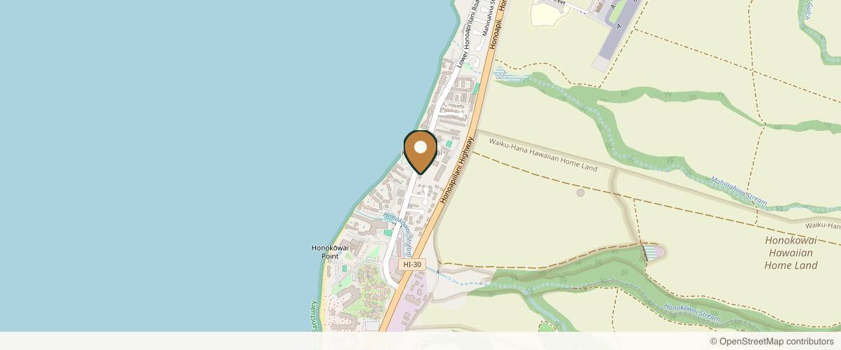 Map showing the exact location of Zensations Spa Maui at 3600 Lower Honoapiilani Rd E, Lahaina, HI 96761, USA