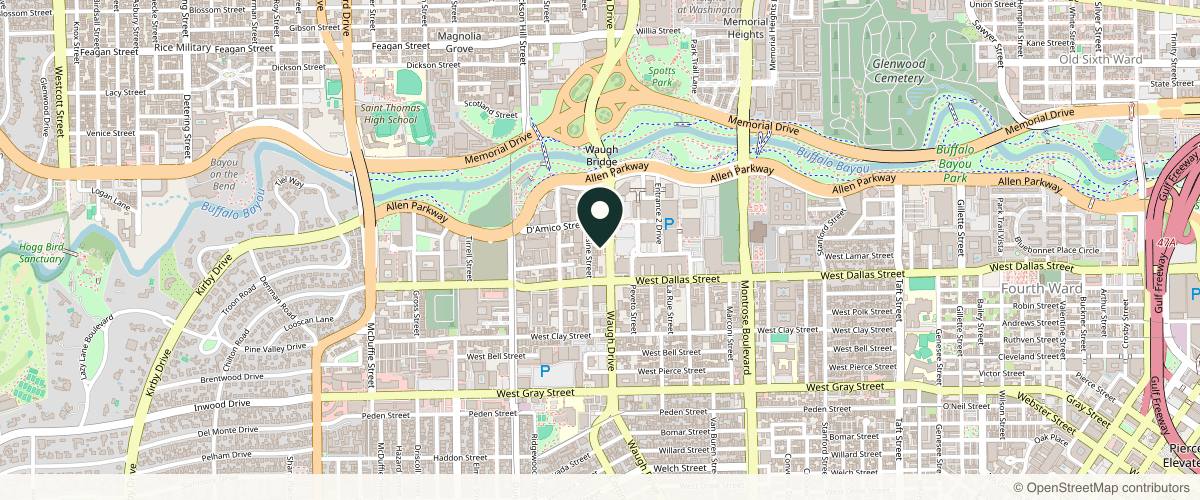 Map showing the exact location of ZO Skin Centre Houston at 810 Waugh Dr Ste 101, Houston, TX 77019, USA