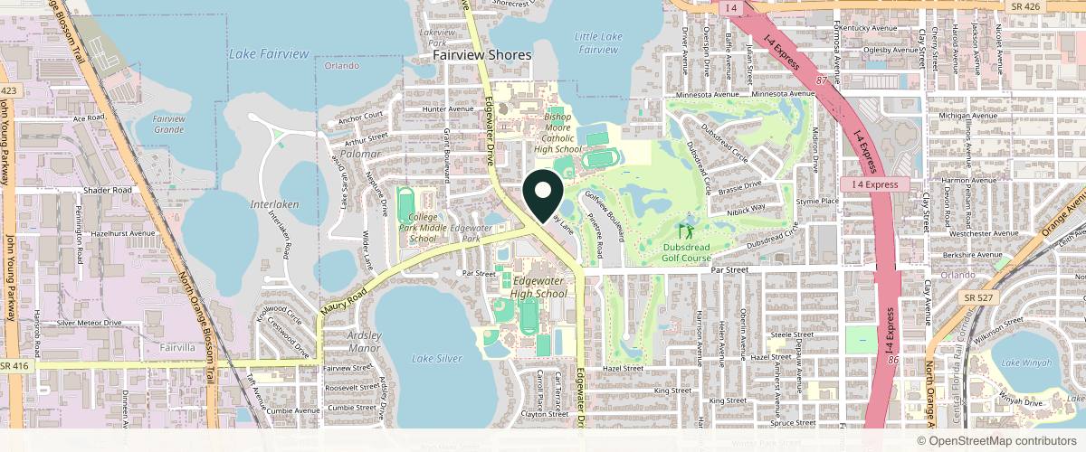 Map showing the exact location of Zoya Medical Orlando at 3455 Edgewater Dr, Orlando, FL 32804, USA