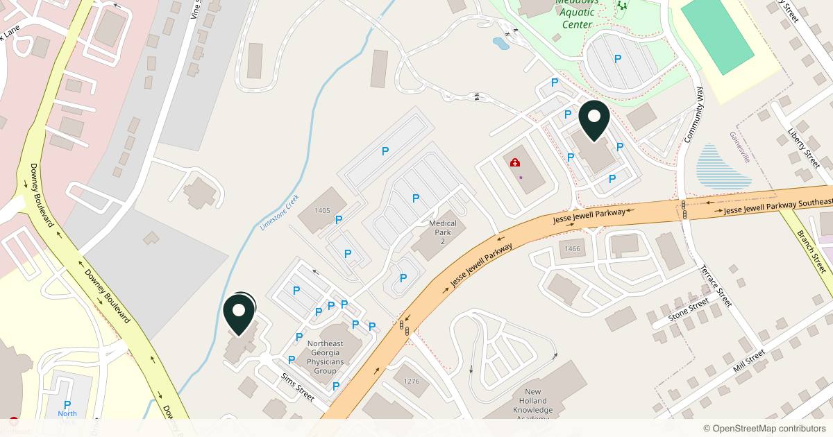 Map of 4 plastic surgery practices in Gainesville, Georgia