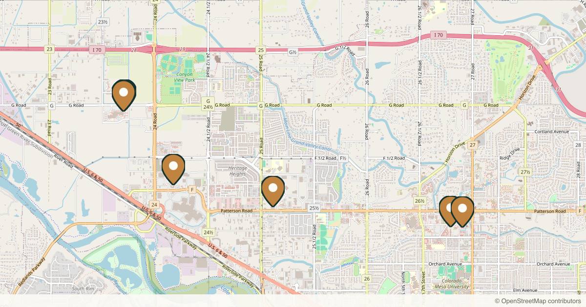 Map of 9 plastic surgery practices in Grand Junction, Colorado
