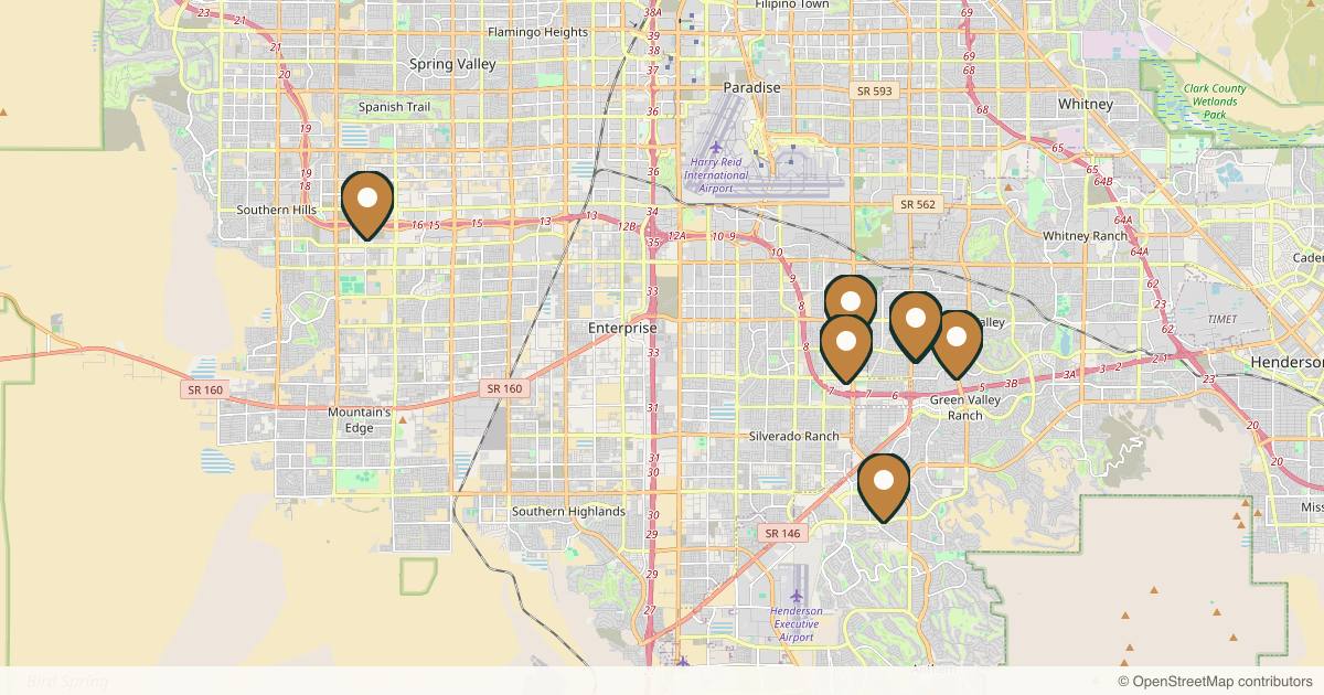 Map of 8 plastic surgery practices in Henderson, Nevada
