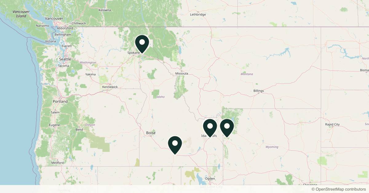 Map of 9 plastic surgery practices in Idaho Falls, Idaho