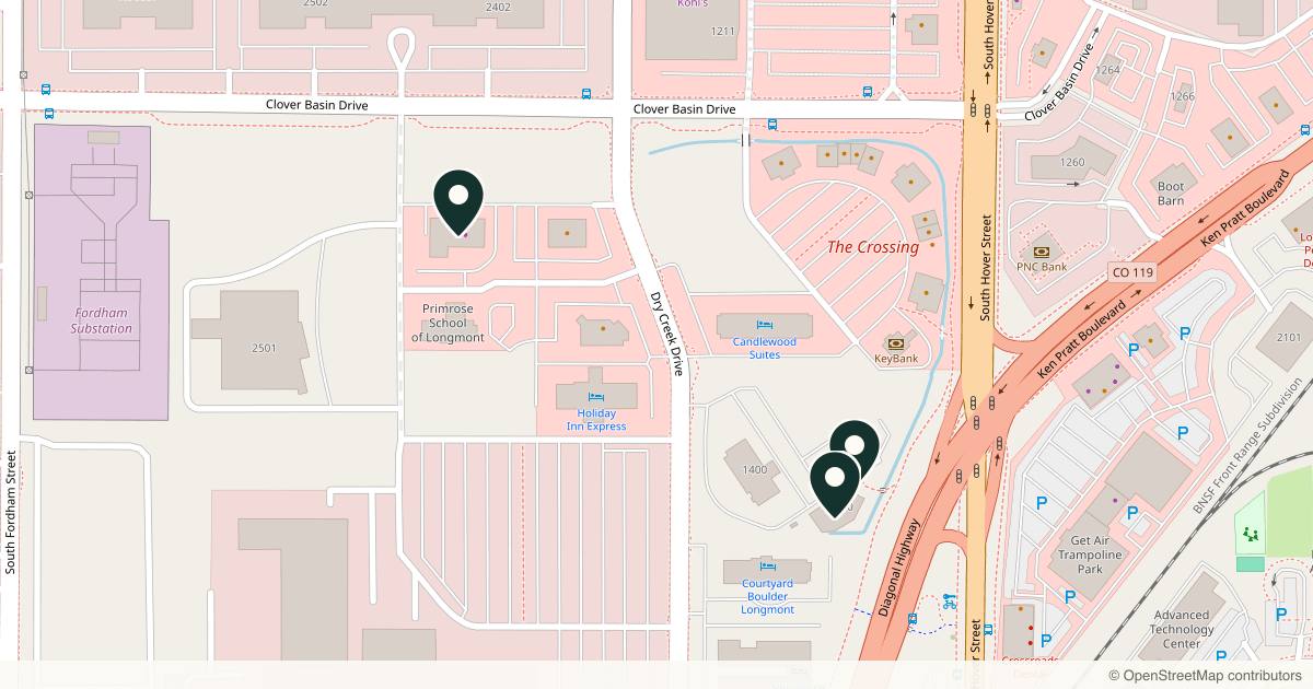 Map of 3 plastic surgery practices in Longmont, Colorado