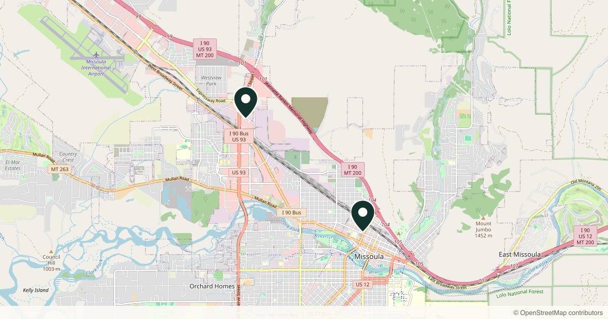 Map of 5 plastic surgery practices in Missoula, Montana