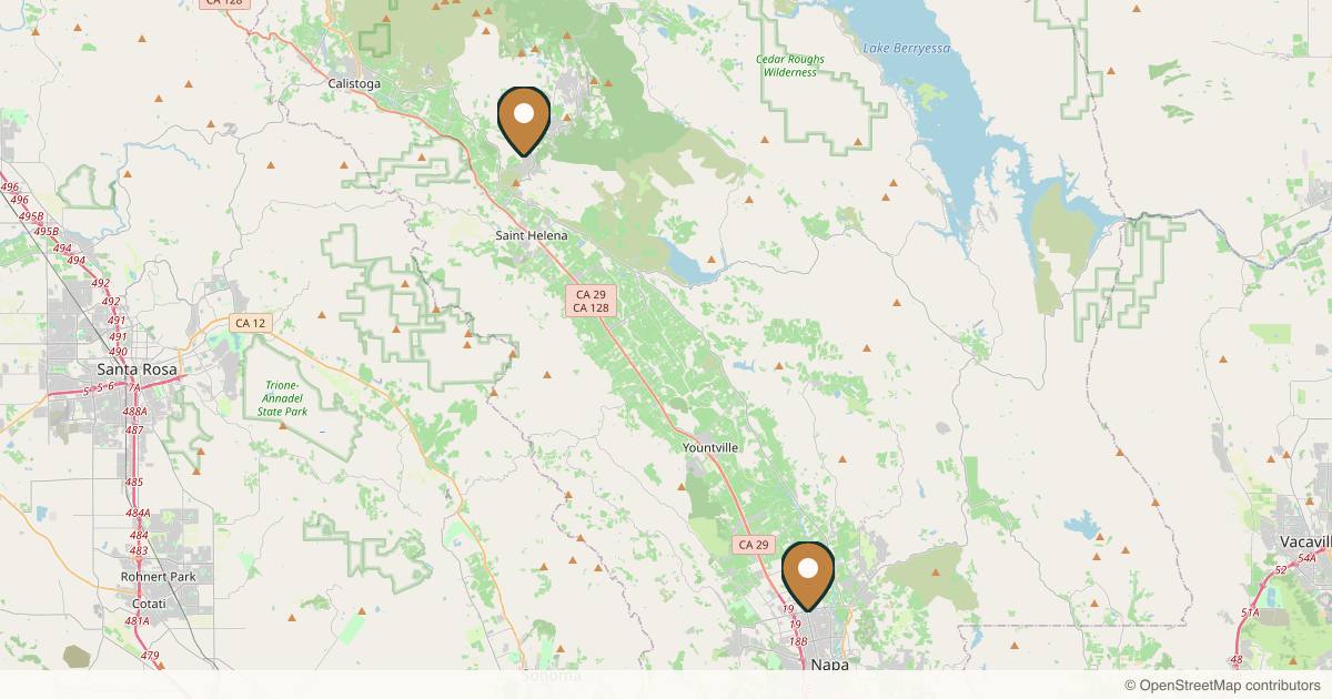 Map of 3 plastic surgery practices in Napa, California