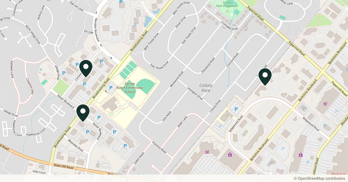 Map of 3 plastic surgery practices in Reading, Pennsylvania