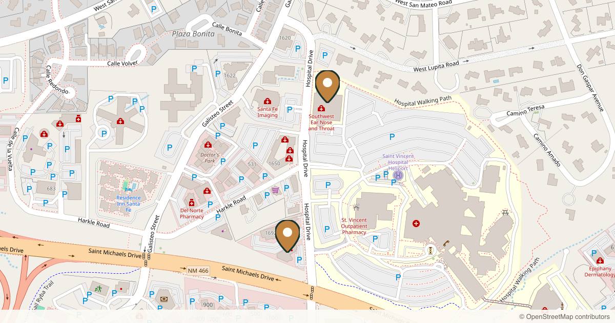 Map of 4 plastic surgery practices in Santa Fe, New Mexico
