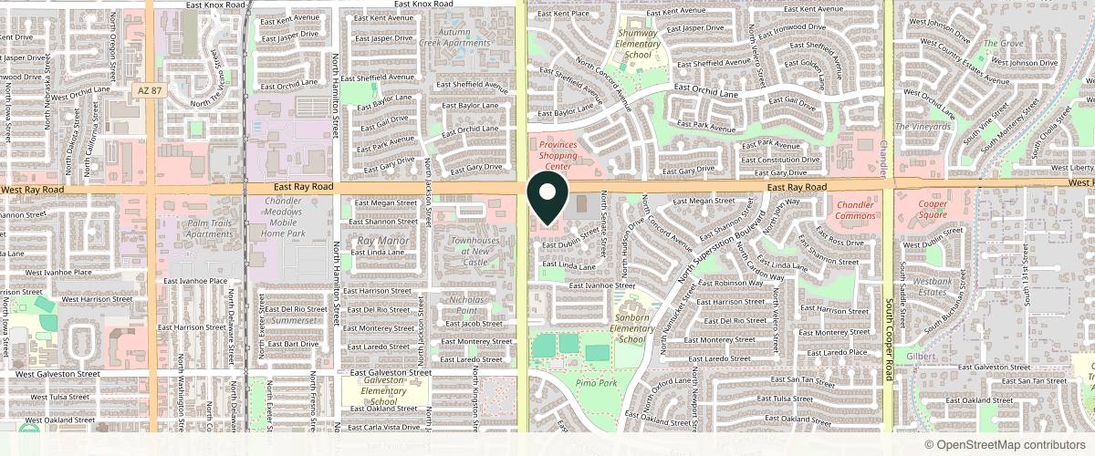 Map showing A to Z Dermatology, Chandler in Chandler, Arizona