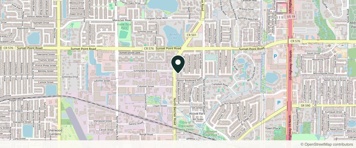 Map showing Academic Alliance in Dermatology - Clearwater - Belcher in Clearwater, Florida