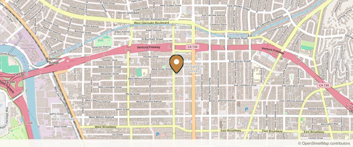 Map showing ADI Oral & Maxillofacial Surgery in Glendale, California
