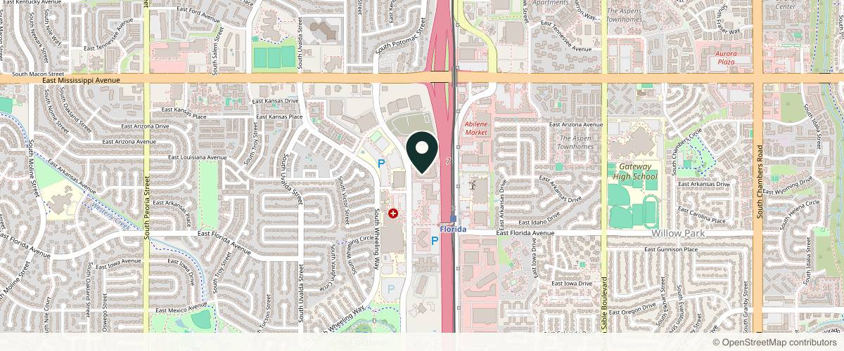 Map showing Advance Dermatolgy Skin Cancer and Laser Surgery Center in Denver, Colorado