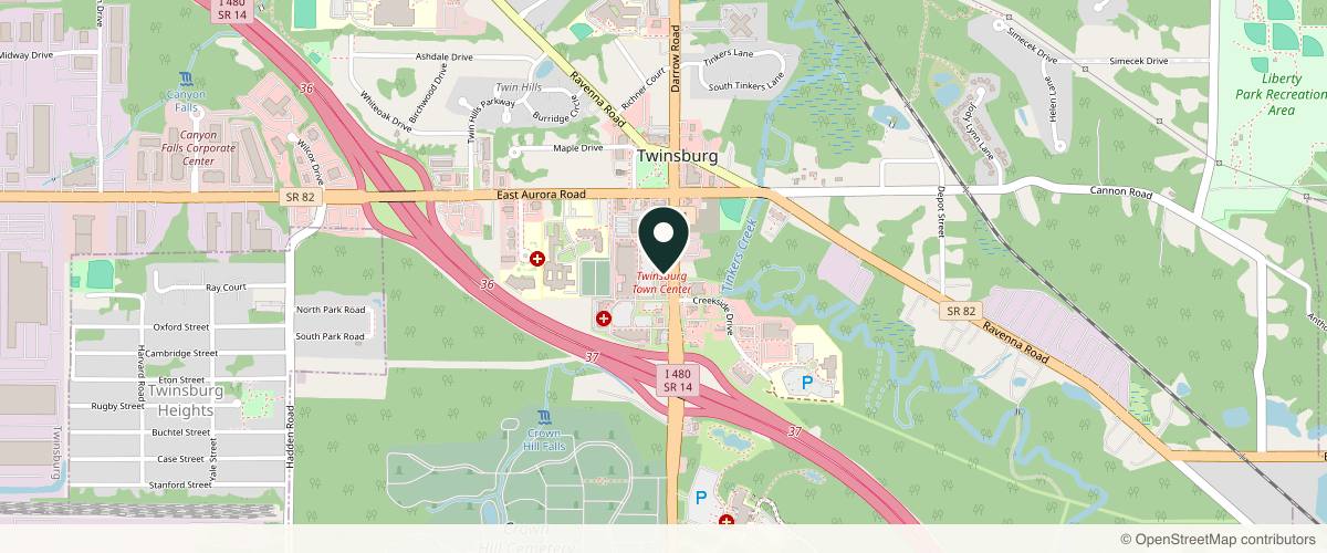 Map showing Advanced Dermatology & Cosmetic Surgery Center | DOCS Dermatology (Twinsburg) in Cleveland, Ohio