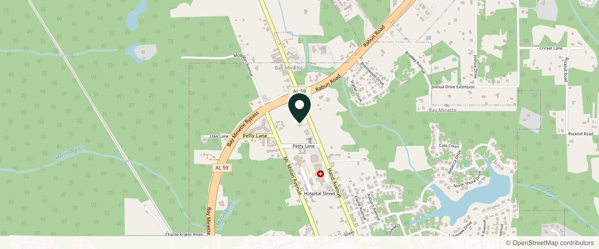 Map showing Advanced Dermatology & Skin Care Centre-Bay Minette, AL in Mobile, Alabama