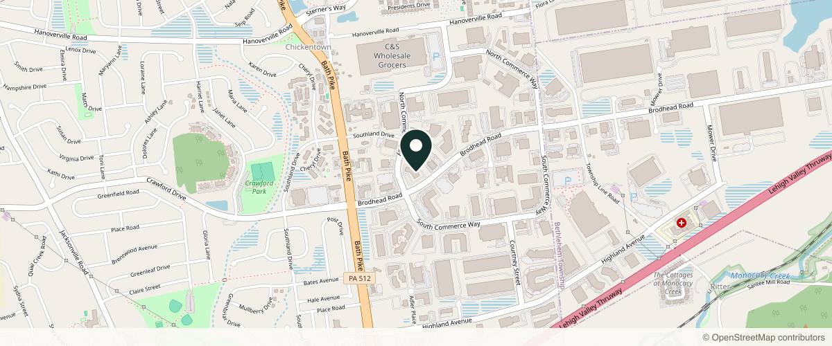 Map showing Advanced Dermatology Associates Ltd in Allentown, Pennsylvania