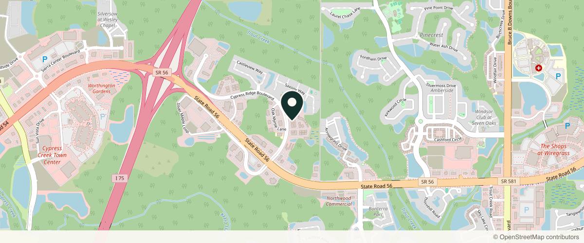 Map showing Advanced Hand & Plastic Surgery in Wesley Chapel, Florida