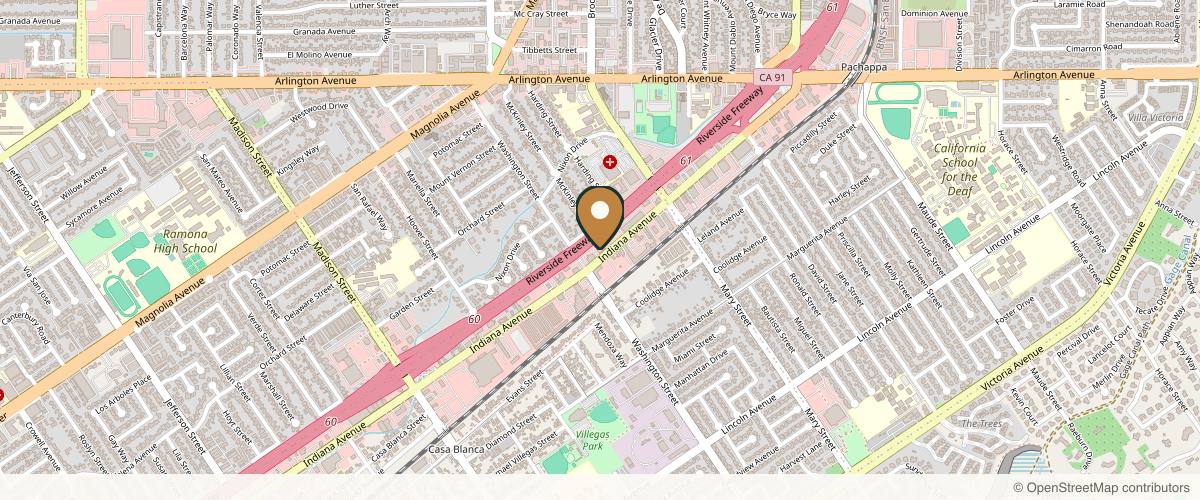 Map showing Advanced Institute for Plastic Surgery in Riverside, California