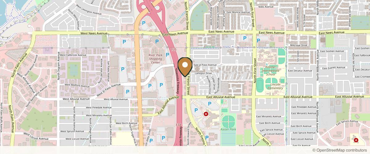 Map showing Aesthetic Plastic Surgery Associates in Fresno, California