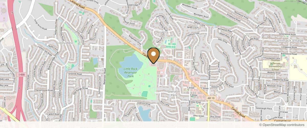 Map showing Aesthetic Plastic Surgery - Gene Sloan, MD in Little Rock, Arkansas